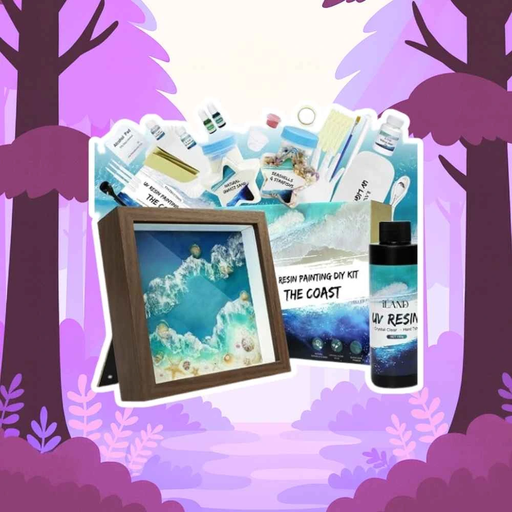 iland Craft Kits for Adults DIY UV Resin Kit Beach Themed Crafting Ocean Resin Art Creative Adult Crafts for Women Resin Art for Beginers Crafty Gifts for Women Teen Girls Mothers Day Birthday Gifts - Premium Walhut