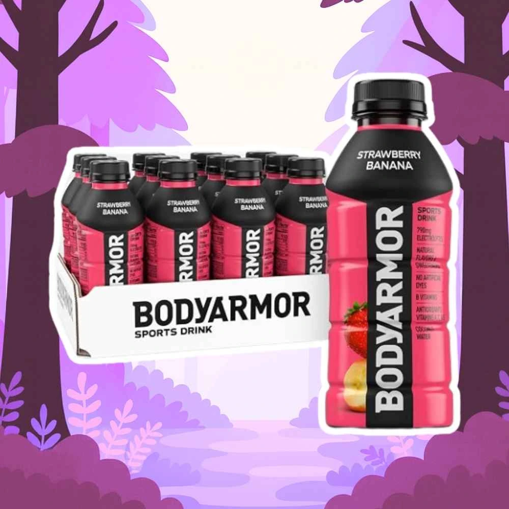 BODYARMOR Sports Drink, Strawberry Banana, Electrolyte Drink Hydration, 16 Fl Oz Bottles (12 Pack), Flavored Coconut Water with B Vitamins & Antioxidants - Strawberry Banana - 16 Ounce (Pack of 12)
