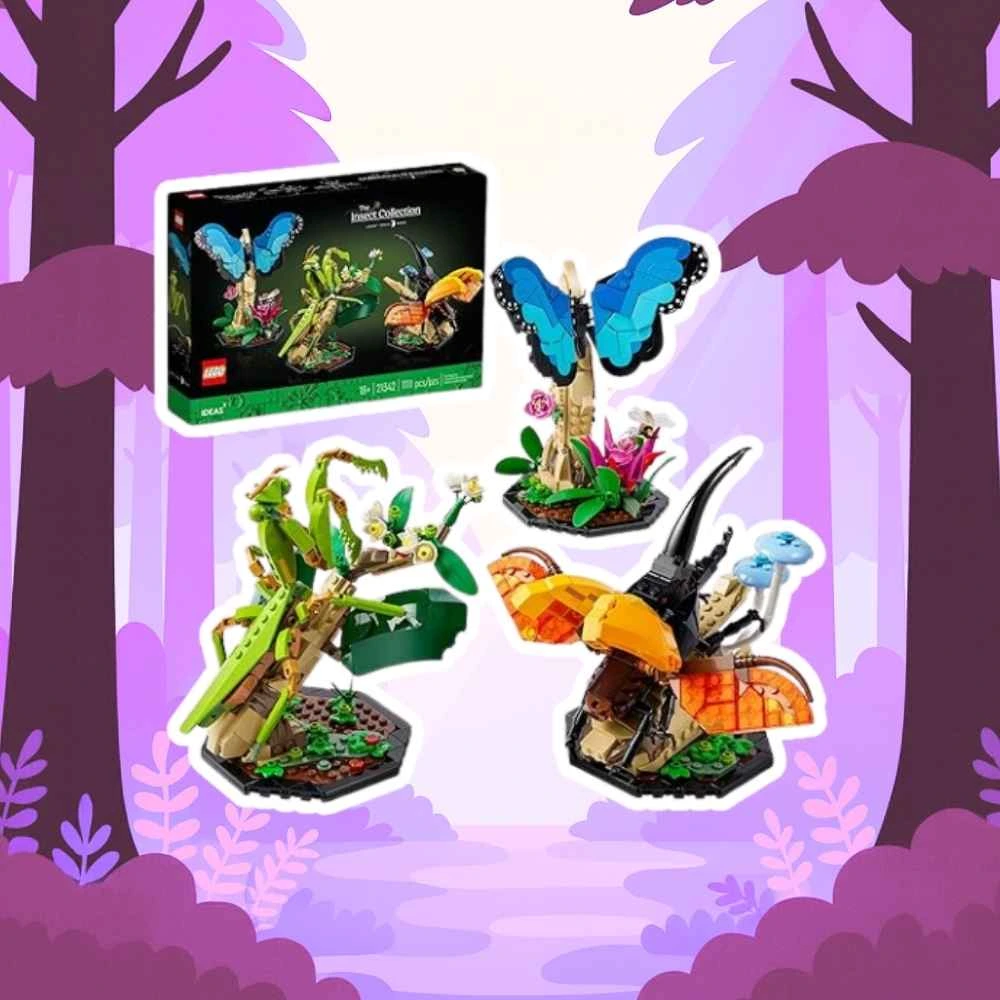 LEGO Ideas The Insect Collection, Fun Gift for Nature Lovers, with Life-Size Blue Morpho Butterfly, Hercules Beetle and Chinese Mantis Display Models, Bug Building Set and Nature Décor, 21342,18+