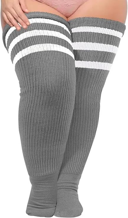 Moon Wood Thigh High Leg Warmer - Gray & White