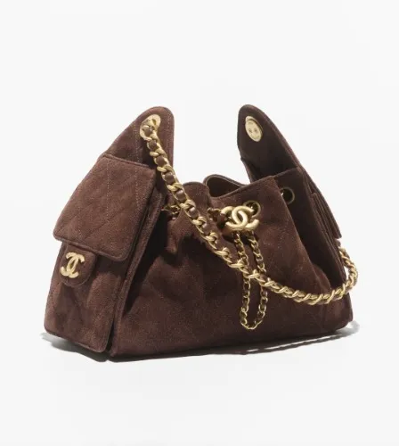 CHANEL 25 Mini Handbag Suede Calfskin & Gold-Tone Metal  Dark Brown