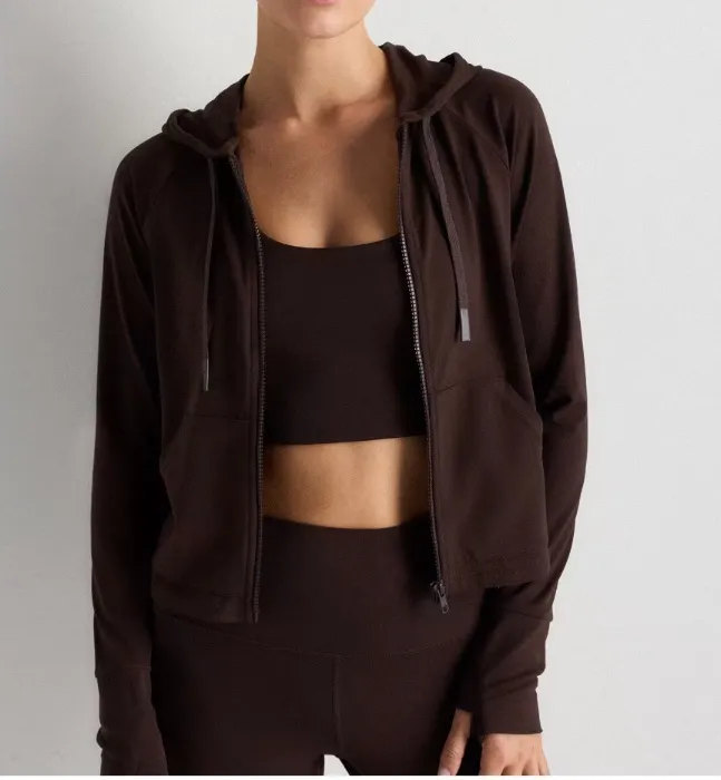 Ultra Form Hooded Crop Jacket | Q | Espresso
