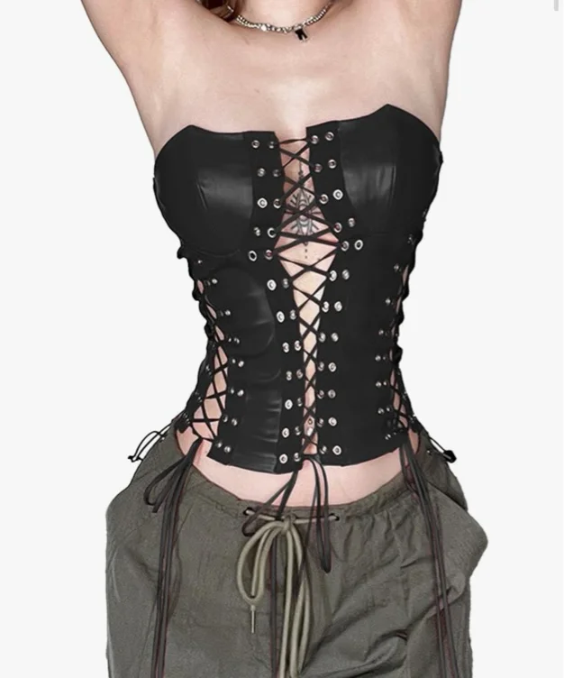 Black leather tube top 