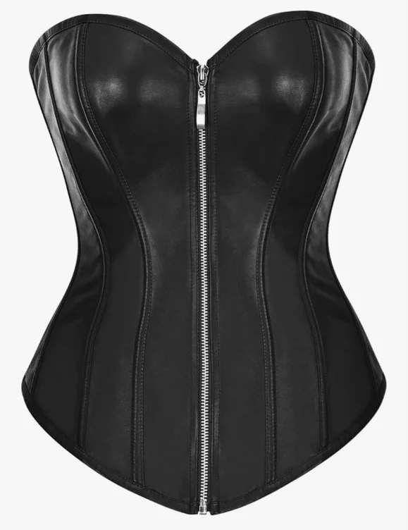 Corset black faux leather 