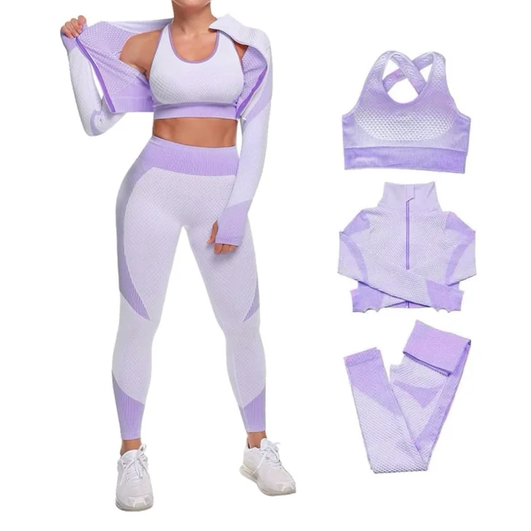 Tracksuit For Women,3pcs Outfits Workout Joggers Yoga Gym Sportswear Leggings And Stretch Sports Bra Jumpsuits Clothes Sets
