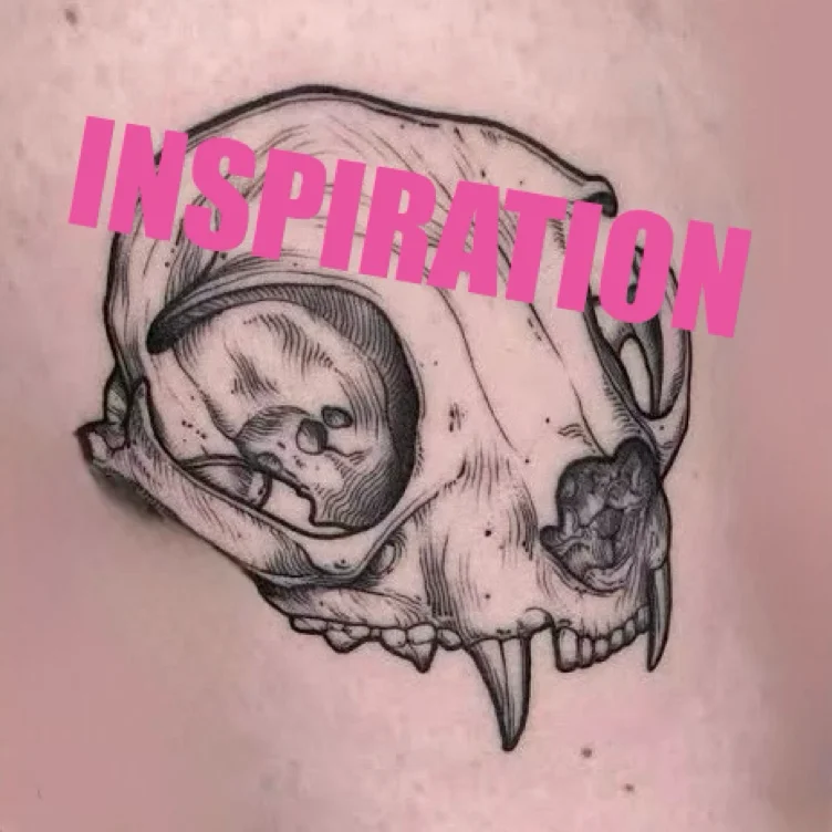 TATTOO 3. Vivid Pink Cat Skull