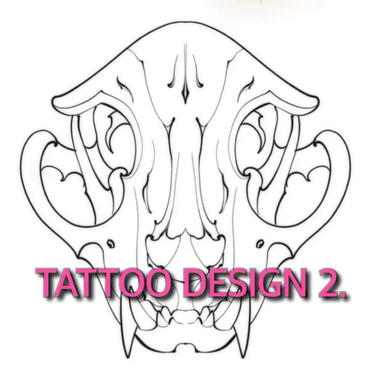 TATTOO 2. Vivid Pink Cat Skull 🐱 