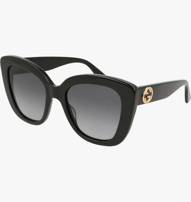 GUCCI Womens GG0327S Sunglasses, Black-Black-Grey, 52