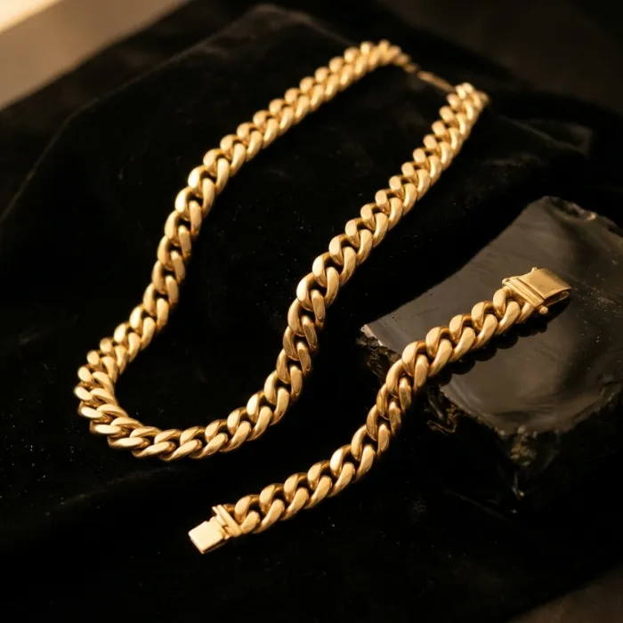 Gold Chain and Bracelet Set