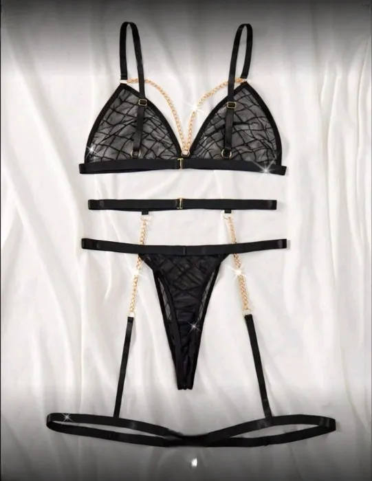 Black Suit Metal Chain Bra (s)