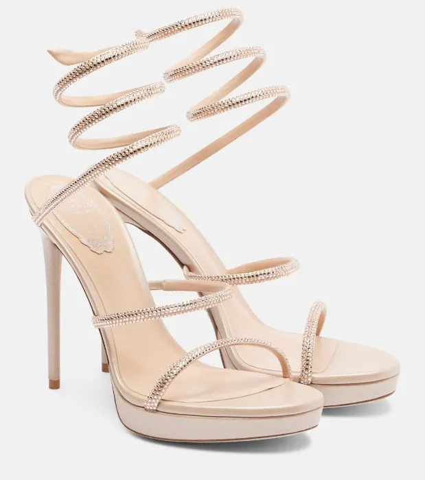 Rene Cleo embellished satin sandals