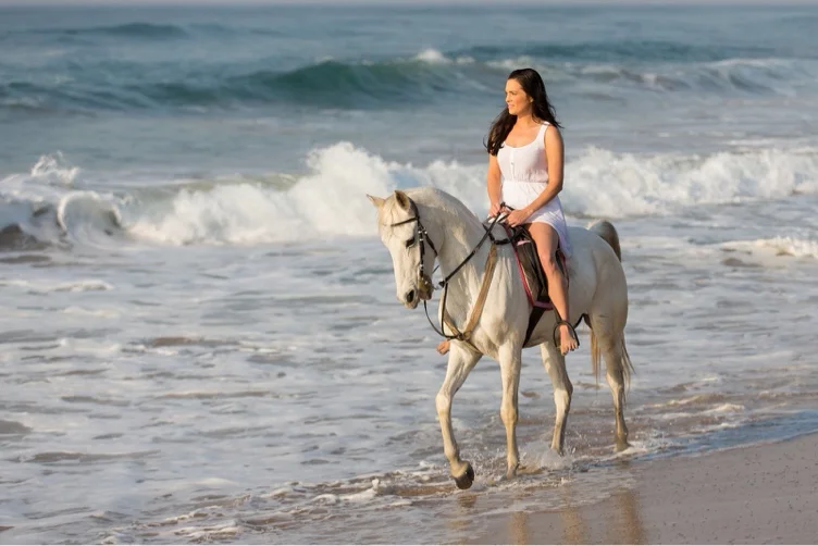 Horseback riding on the beach in Bahamas 