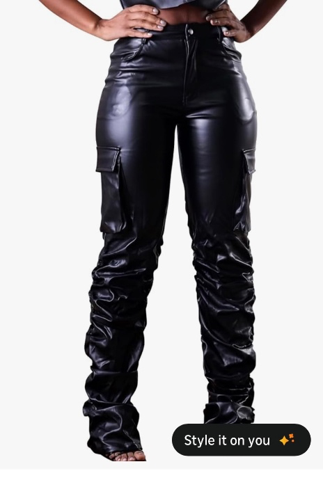 Zebaexf Women's Stretchy Faux Leather Leggings Pants