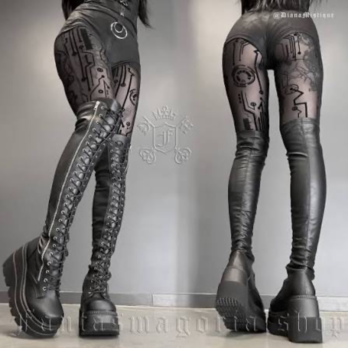 SHAKER-374 Women's Wedge Platform Thigh-High Boots - Demonia Cult