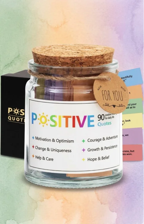Positive Affirmations Jar,90 Colorful Positive Affirmation Cards for Women | Inspirational Encouragement Cards,Encouraging Birthday Gifts for Women Men Friends,Motivational Desk Decor for Coworkers Boss - Positive