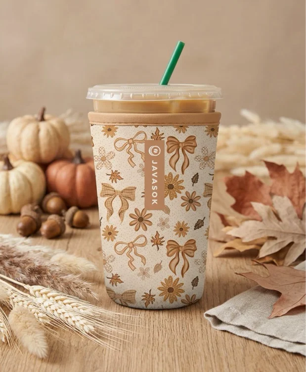 Sok It JavaSok Iced Coffee & Cold Soda Insulated Neoprene Cup Sleeve (Cinnamon Swirl, Medium: 22-28oz) - Cinnamon Swirl - Medium: 22 - 28oz