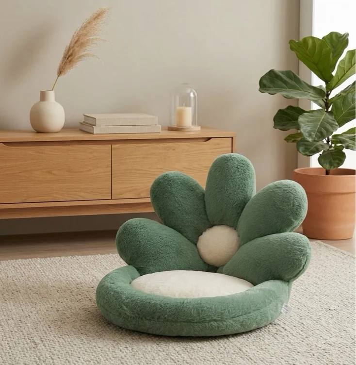 Ditucu Flower Shape Chair Pillow Cute Seat Cushion 21 inch Comfy Lazy Sofa Floor Pillows Dorm Seating for Bedroom Decor Green - Green - Large