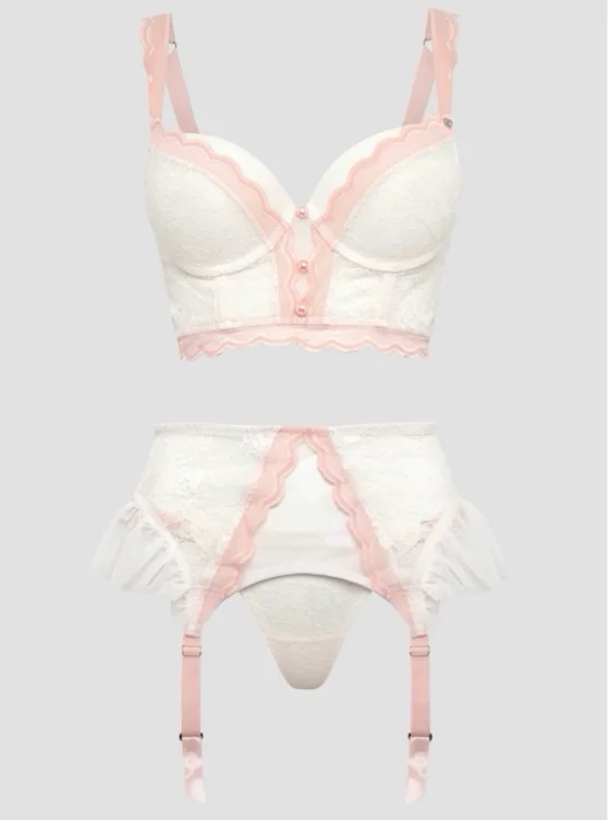 Lovehoney Vintage Bliss Ivory Bra Set (3 Piece)