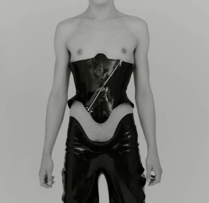Latex Corset with Asymmetrical Zip Detail - Morph Studio