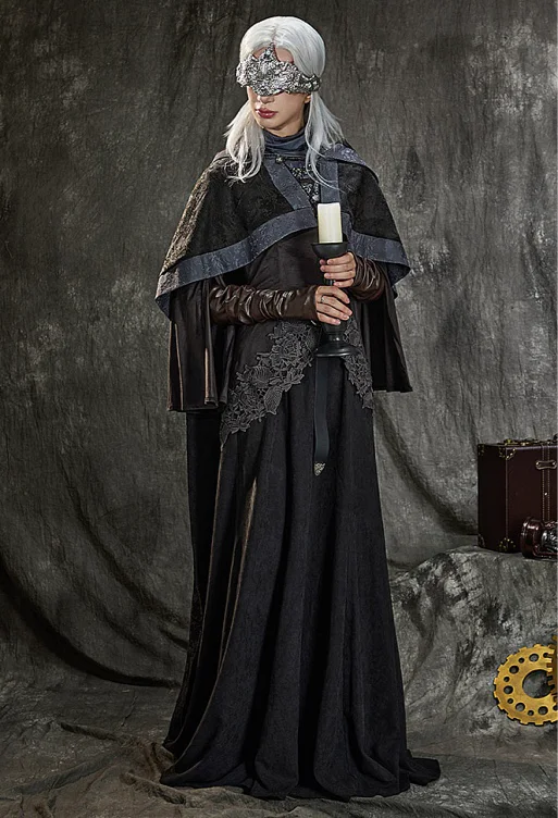 Dark Souls Fire Keeper Cosplay Costume Brown Black Dress with Cape and Gloves