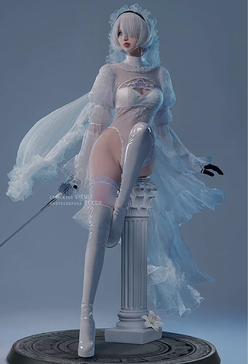 Nr: Automata YoRHa No.2 Type B 2B White Wedding Suit Sexy Bride Bodysuit Cosplay Costume 