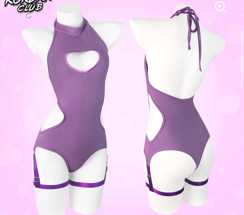 Purple Cute Heart Bodysuit