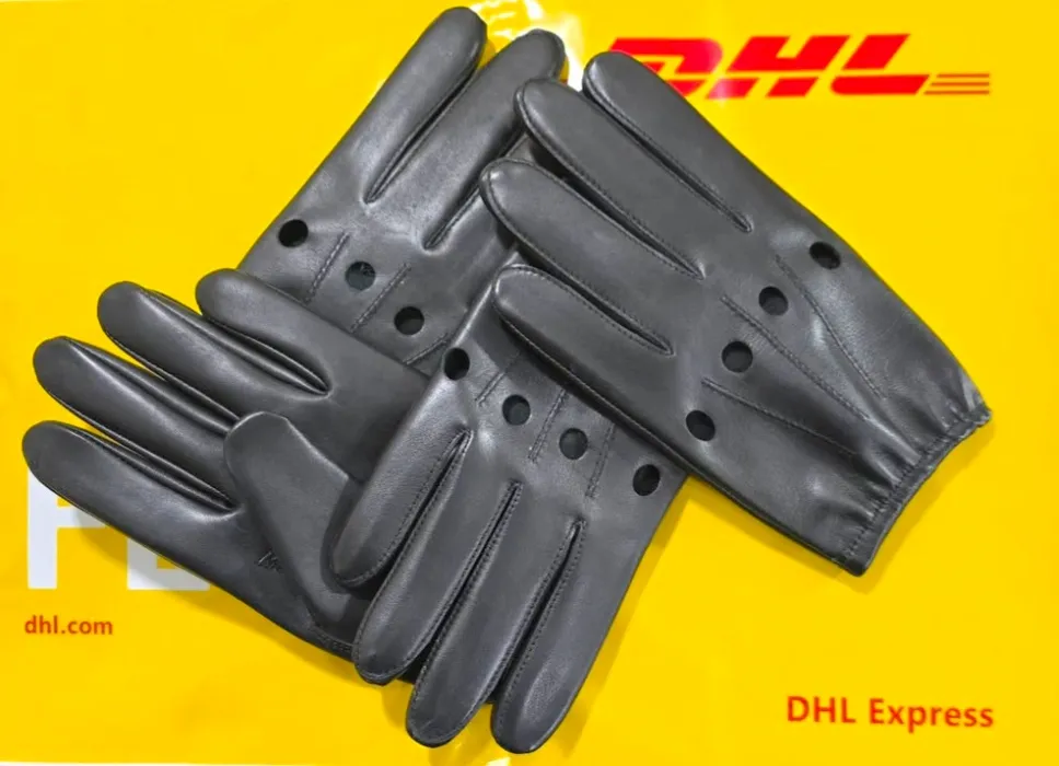 Bespoke leather police gloves with knuckle holes. 