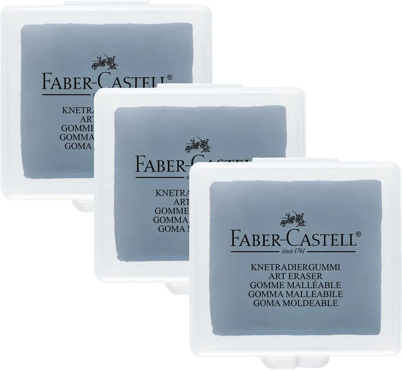 Faber-Castell Art Eraser 205004 Kneading Quadratic Eraser 127220, Plastic Rubber, Grey, Pack of 3 : Amazon.ie: Office Products