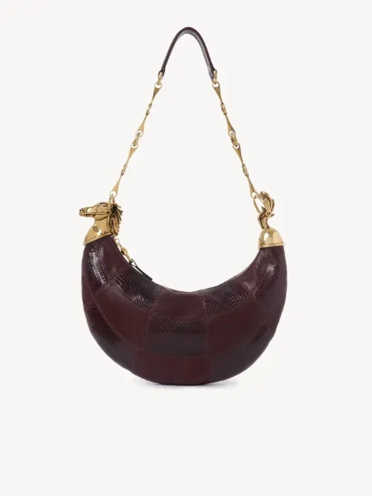 Chloé Chain Horse shoulder bag in grained leather & snakeskin