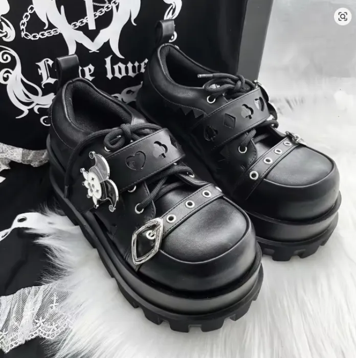 Street Style Girls Gothic Platform Shoes,Female Poker Joker Clown Decoration Elevator Shoes Halloween Gift - AliExpress 322