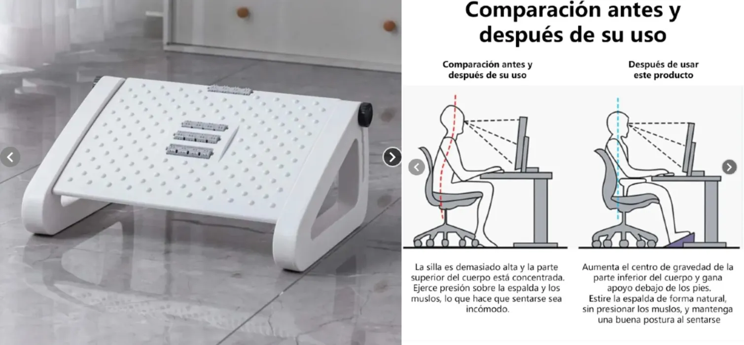  AIZO Ergonomic Relax Footrest, 6 Adjustable Positions