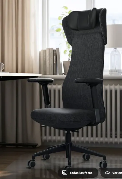GRÖNFJÄLL Silla trabajo apoyabrazos/cabeza - Letafors gris/negro