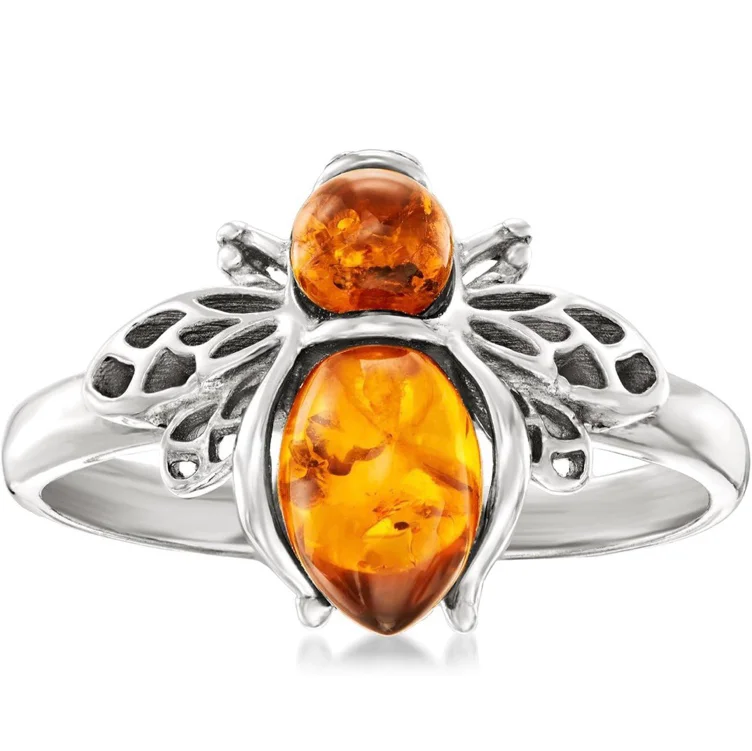 Ross-Simons Gem Bumblebee Ring in Silver - Amber in Sterling Silver 9