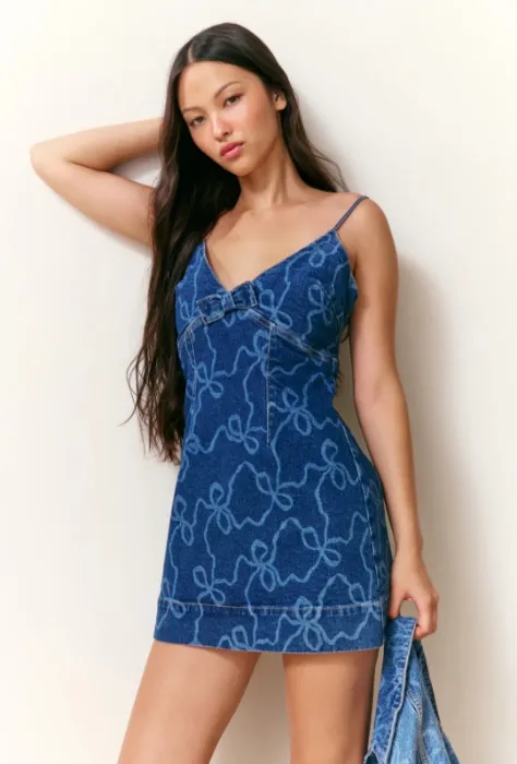 Solina Denim Bow Mini Dress