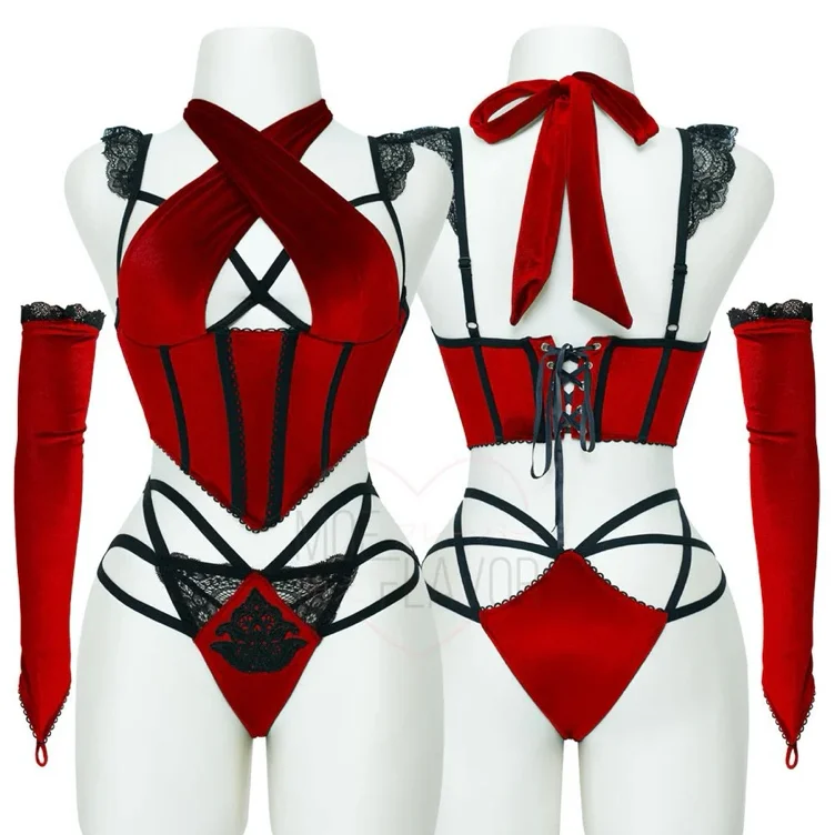 Red velvet lingerie moeflavor