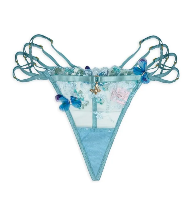 Madame X Blue Lace G-String With Butterfly Detail
