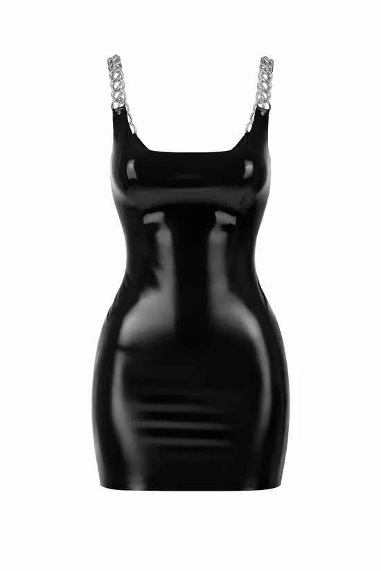 Latex Chain Mini Dress - Black/M