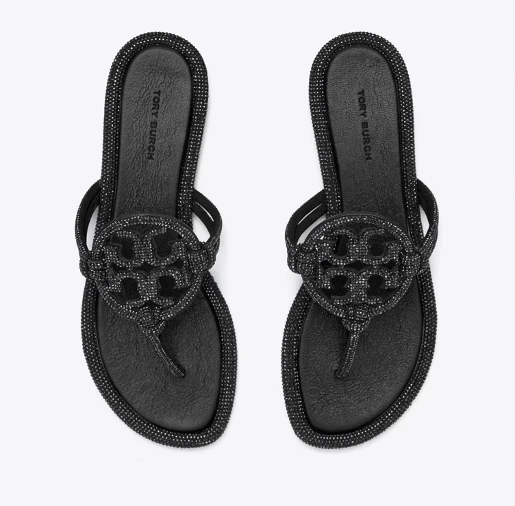 Black Miller Pavé Knotted Sandal, size 9.5