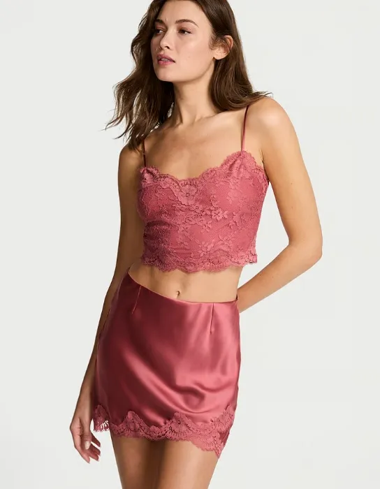 Satin Lace Cami & Mini Skirt Set