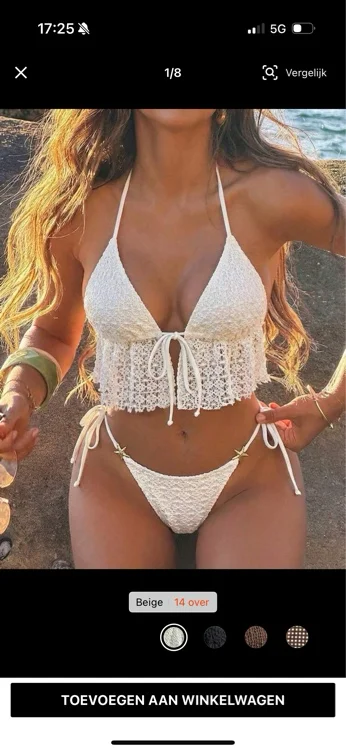 Swim Vcay Dames bikinitopje van jacquardstof met spaghettibandjes, strik aan de voorkant en metalen details, lente/zomer
