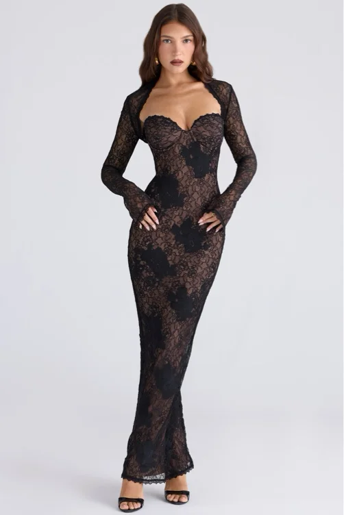 Lucienne Black Lace Maxi Dress - Limited Edition