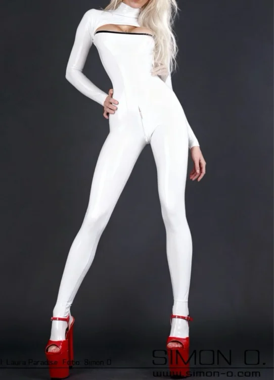 White Latex Catsuit (cut out & zip below)
