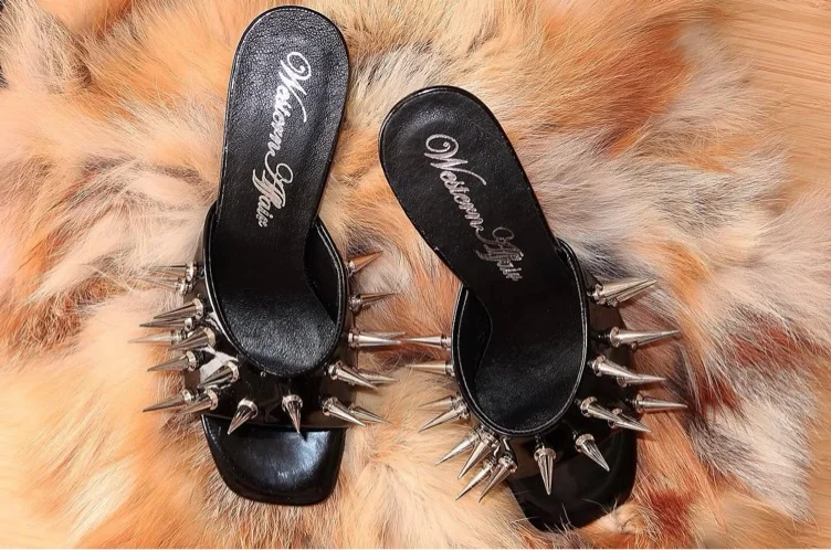 Leather Spike Mules (Western Affair)