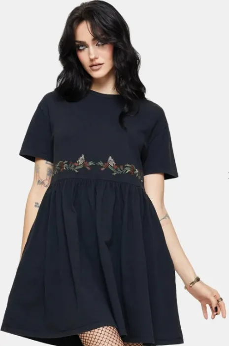 Embroidered Mini Skater Cotton Dress
