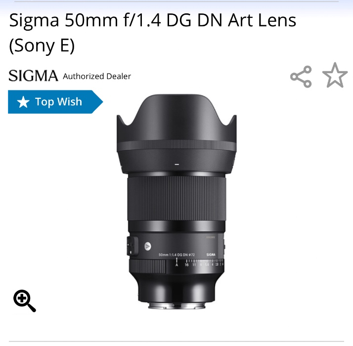Sigma 50mm f/1.4 DG DN Art Lens (Sony E)