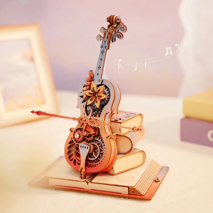 Magic cello, 3D Wooden Puzzle, Mechanical Music Box