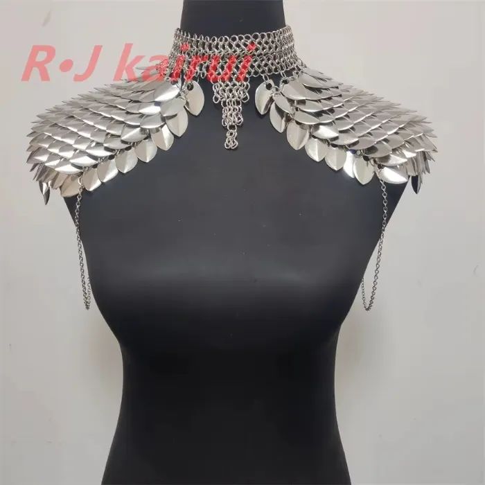 Metal Neck Shoulder Chains Chainmail Dragon Scale Shoulder Jewelry 