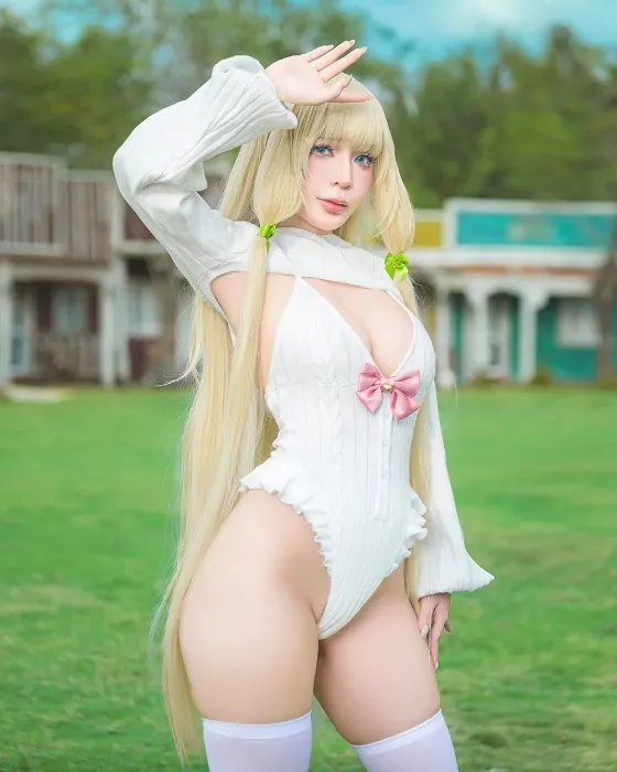 ⊹ ˖ Ი𐑼 Bunny Hoodie and Bodysuit Sweater | White / XS/S 