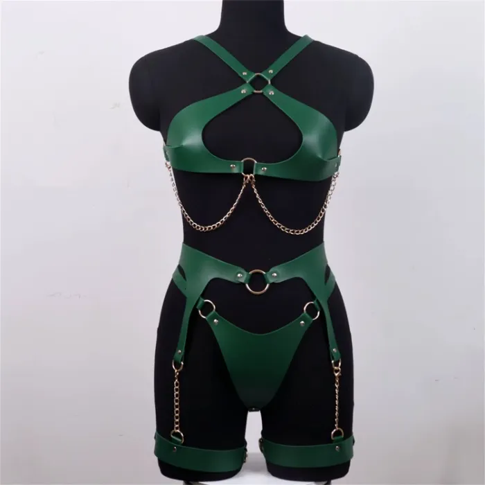 Green Harnes Belt Leather Lingerie 