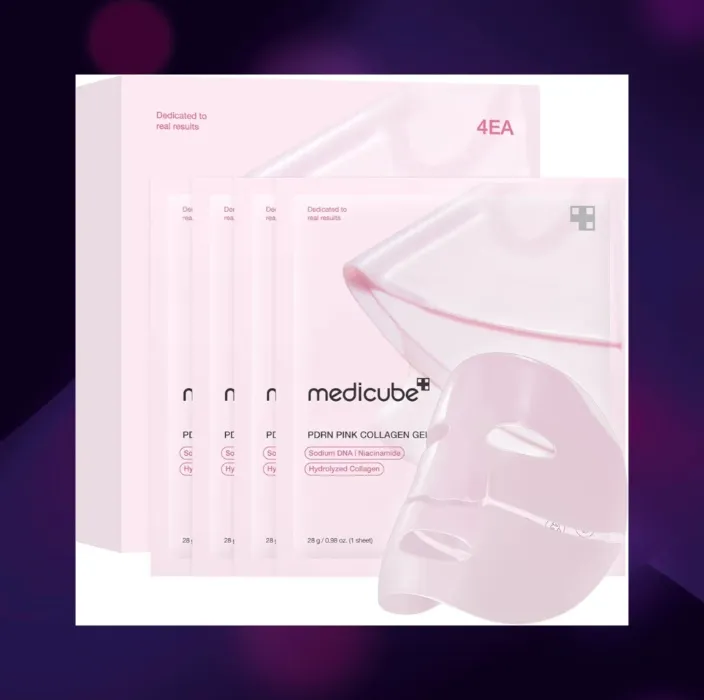 medicube Jelly Gel Mask with Salmon DNA PDRN Pink Collagen, 4EA | Overnight Face Mask for Glass Glow Skin - Elasticity, Hydrating, Firming and Moisturizing, Korean Skincare, 28g x 4ea - PDRN